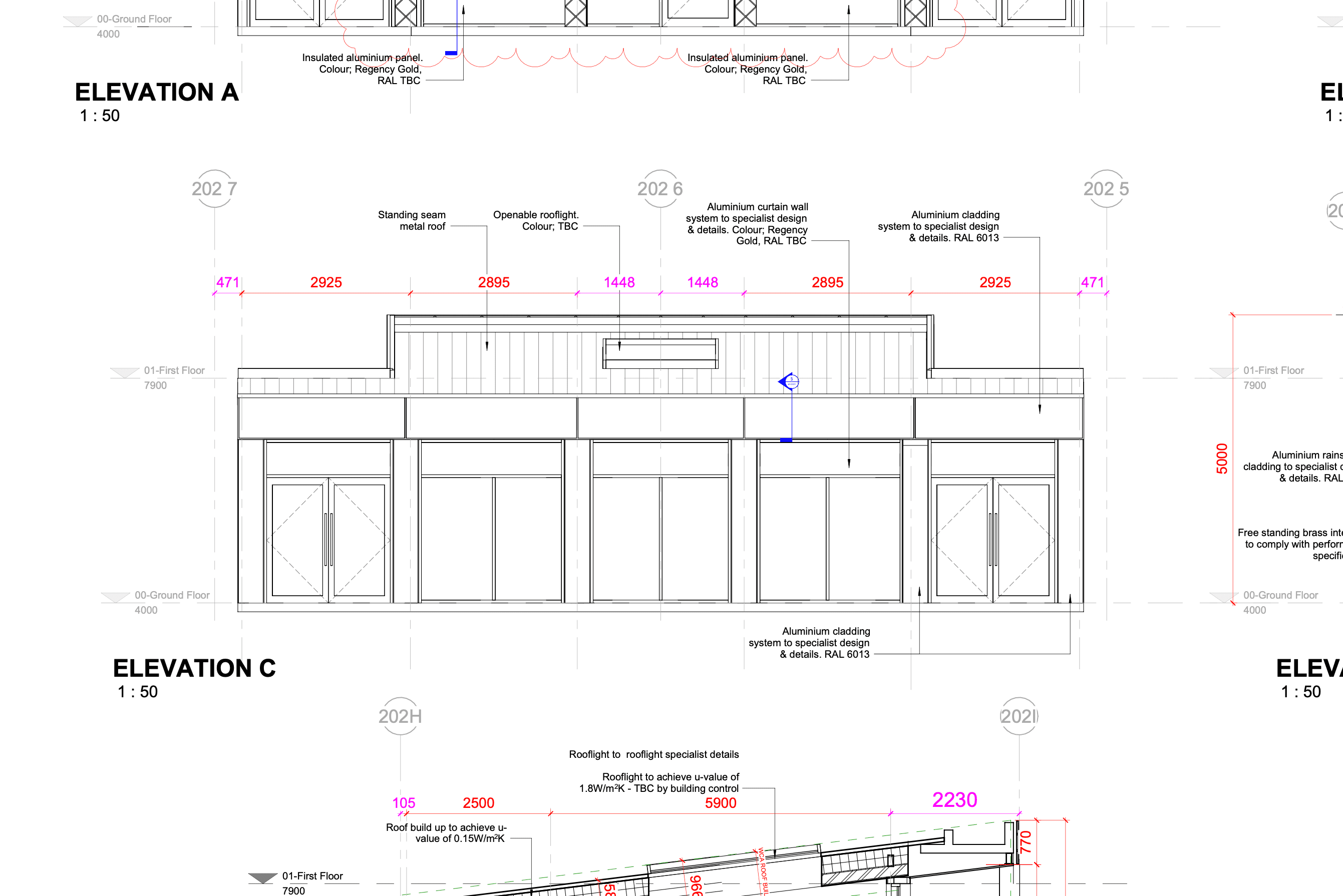 Architectural view of the modular entrance pavilion